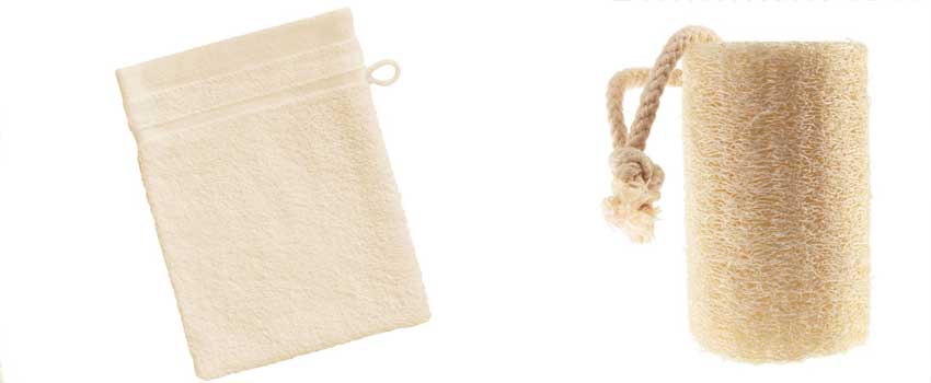 Shower glove and a loofah